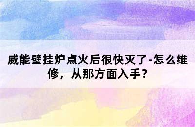 威能壁挂炉点火后很快灭了-怎么维修，从那方面入手？