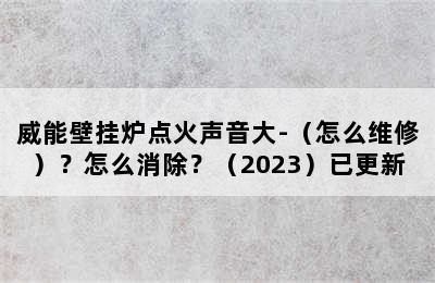 威能壁挂炉点火声音大-（怎么维修）？怎么消除？（2023）已更新