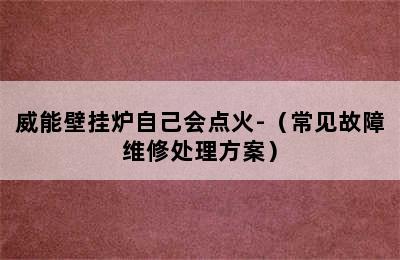 威能壁挂炉自己会点火-（常见故障维修处理方案）