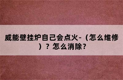 威能壁挂炉自己会点火-（怎么维修）？怎么消除？