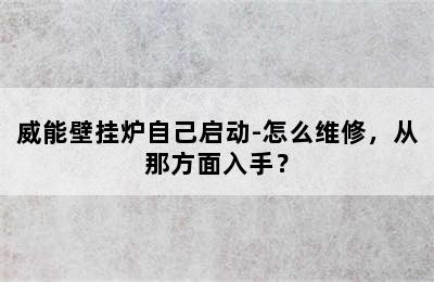 威能壁挂炉自己启动-怎么维修，从那方面入手？