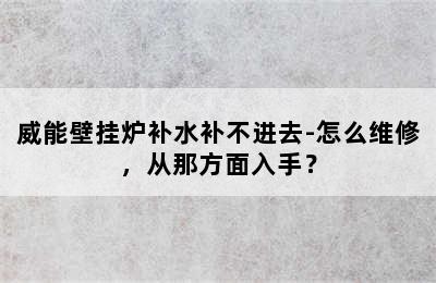 威能壁挂炉补水补不进去-怎么维修，从那方面入手？