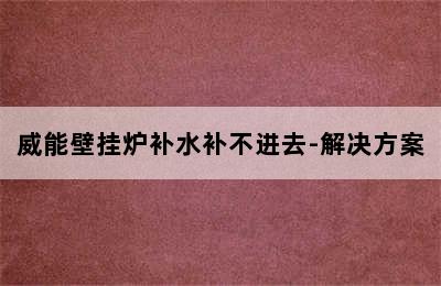 威能壁挂炉补水补不进去-解决方案