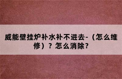 威能壁挂炉补水补不进去-（怎么维修）？怎么消除？