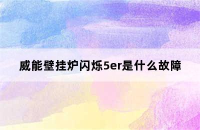 威能壁挂炉闪烁5er是什么故障