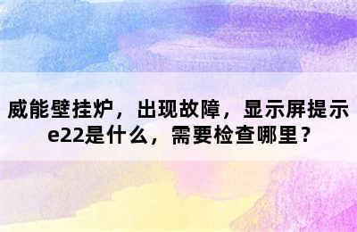 威能壁挂炉，出现故障，显示屏提示e22是什么，需要检查哪里？