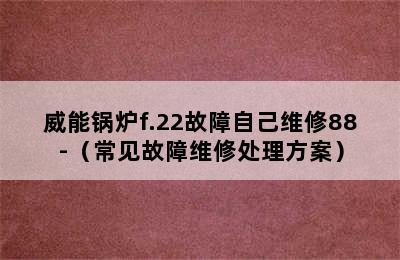 威能锅炉f.22故障自己维修88-（常见故障维修处理方案）