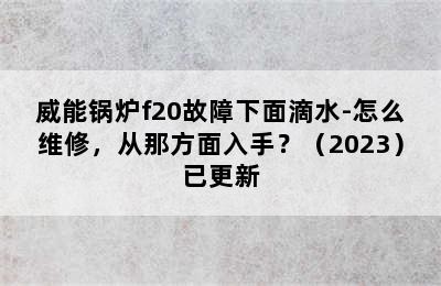 威能锅炉f20故障下面滴水-怎么维修，从那方面入手？（2023）已更新