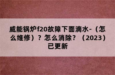 威能锅炉f20故障下面滴水-（怎么维修）？怎么消除？（2023）已更新