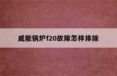 威能锅炉f20故障怎样排除