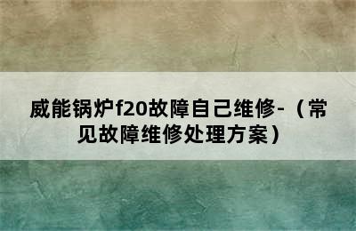 威能锅炉f20故障自己维修-（常见故障维修处理方案）