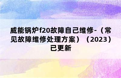 威能锅炉f20故障自己维修-（常见故障维修处理方案）（2023）已更新