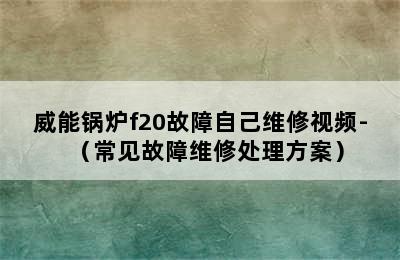 威能锅炉f20故障自己维修视频-（常见故障维修处理方案）