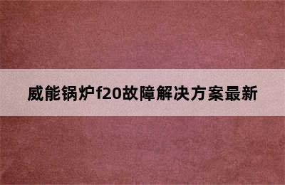 威能锅炉f20故障解决方案最新