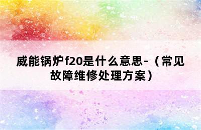 威能锅炉f20是什么意思-（常见故障维修处理方案）