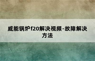 威能锅炉f20解决视频-故障解决方法