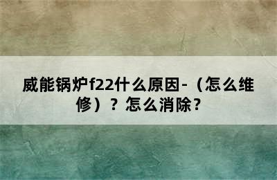 威能锅炉f22什么原因-（怎么维修）？怎么消除？