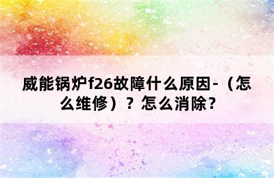 威能锅炉f26故障什么原因-（怎么维修）？怎么消除？