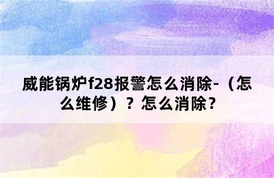 威能锅炉f28报警怎么消除-（怎么维修）？怎么消除？