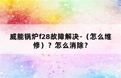 威能锅炉f28故障解决-（怎么维修）？怎么消除？