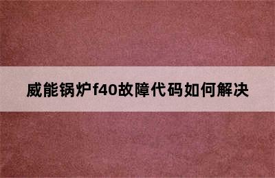 威能锅炉f40故障代码如何解决