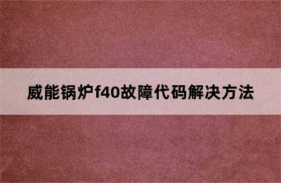 威能锅炉f40故障代码解决方法