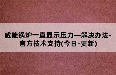 威能锅炉一直显示压力—解决办法-官方技术支持(今日-更新)