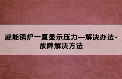 威能锅炉一直显示压力—解决办法-故障解决方法