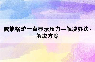 威能锅炉一直显示压力—解决办法-解决方案