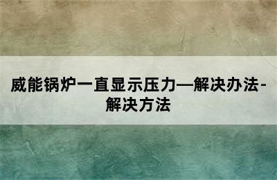 威能锅炉一直显示压力—解决办法-解决方法