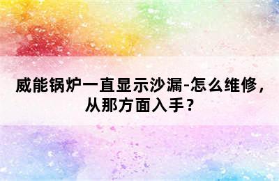 威能锅炉一直显示沙漏-怎么维修，从那方面入手？