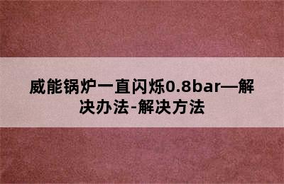 威能锅炉一直闪烁0.8bar—解决办法-解决方法