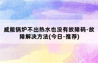 威能锅炉不出热水也没有故障码-故障解决方法(今日-推荐)