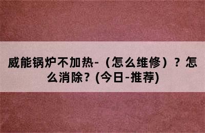 威能锅炉不加热-（怎么维修）？怎么消除？(今日-推荐)