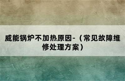 威能锅炉不加热原因-（常见故障维修处理方案）