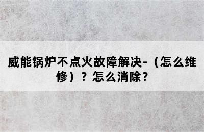 威能锅炉不点火故障解决-（怎么维修）？怎么消除？