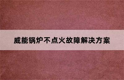 威能锅炉不点火故障解决方案