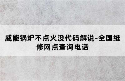 威能锅炉不点火没代码解说-全国维修网点查询电话