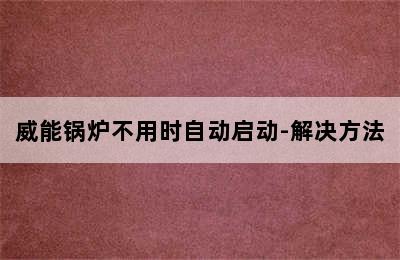 威能锅炉不用时自动启动-解决方法