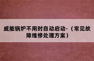 威能锅炉不用时自动启动-（常见故障维修处理方案）