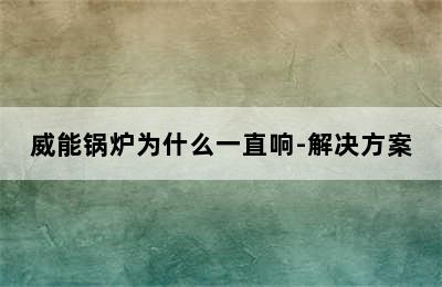 威能锅炉为什么一直响-解决方案