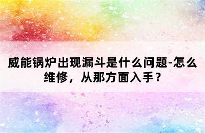 威能锅炉出现漏斗是什么问题-怎么维修，从那方面入手？