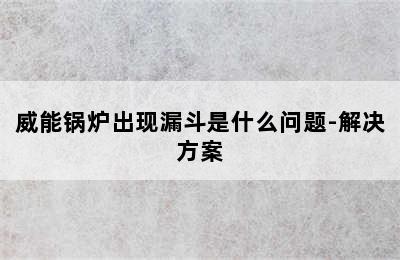 威能锅炉出现漏斗是什么问题-解决方案