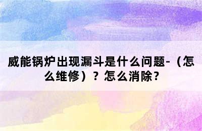 威能锅炉出现漏斗是什么问题-（怎么维修）？怎么消除？