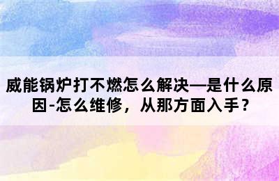 威能锅炉打不燃怎么解决—是什么原因-怎么维修，从那方面入手？