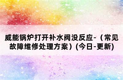 威能锅炉打开补水阀没反应-（常见故障维修处理方案）(今日-更新)