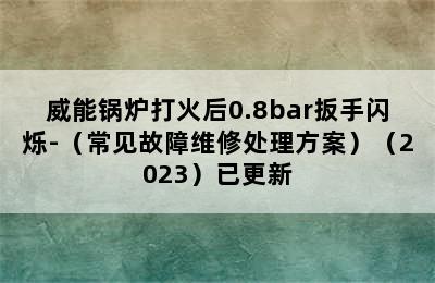 威能锅炉打火后0.8bar扳手闪烁-（常见故障维修处理方案）（2023）已更新