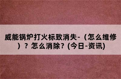 威能锅炉打火标致消失-（怎么维修）？怎么消除？(今日-资讯)