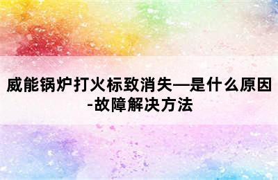 威能锅炉打火标致消失—是什么原因-故障解决方法