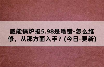 威能锅炉报5.98是啥错-怎么维修，从那方面入手？(今日-更新)